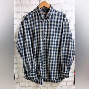 Arrow Navy and White Plaid Button-Down Shirt